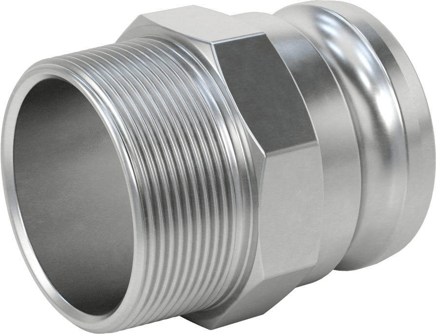 Aşındırıcı Malzeme için Kam ve Yivli Hortum Bağlantısı, Düz Plug, 3 Kaplin Boyutu, 3 NPT Erkek