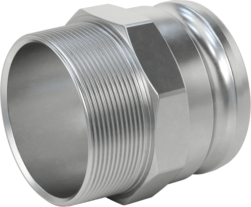 Aşındırıcı Malzeme için Kam ve Yivli Hortum Bağlantısı, Düz Plug, 4 Kaplin Boyutu, 4 NPT Erkek