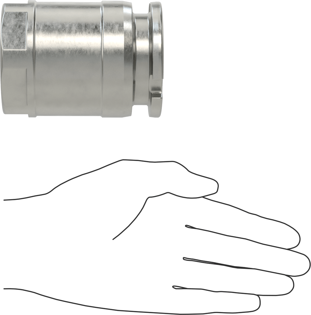 Minimum Sızıntılı İt-Döndür Hortum Bağlantısı, Kimyasallar için, 316 Paslanmaz Çelik, 2-3/4" Plug Dış Çapı, 2 NPT Dişi