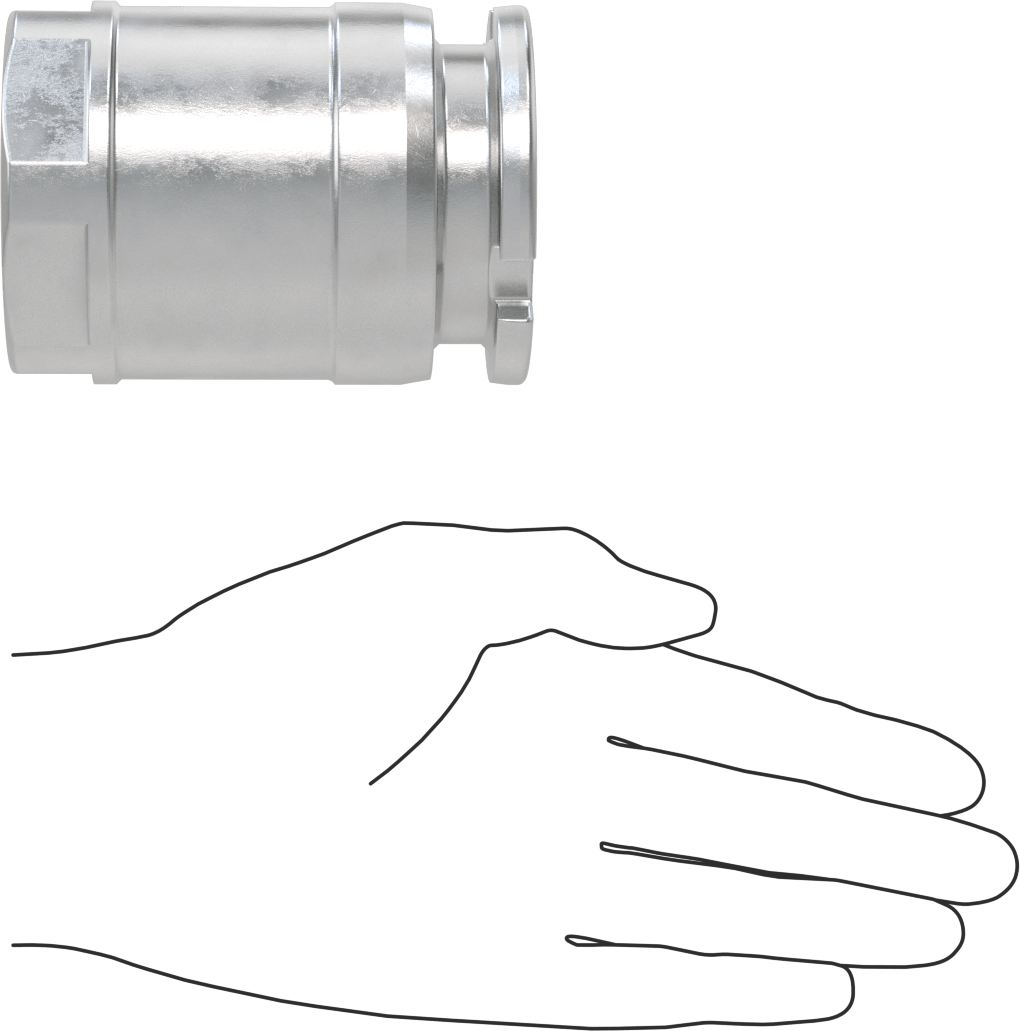 Minimum Sızıntılı İt-Döndür Hortum Bağlantısı, Kimyasallar için, Alüminyum, 2-3/4" Plug Dış Çapı, 2 NPT Dişi
