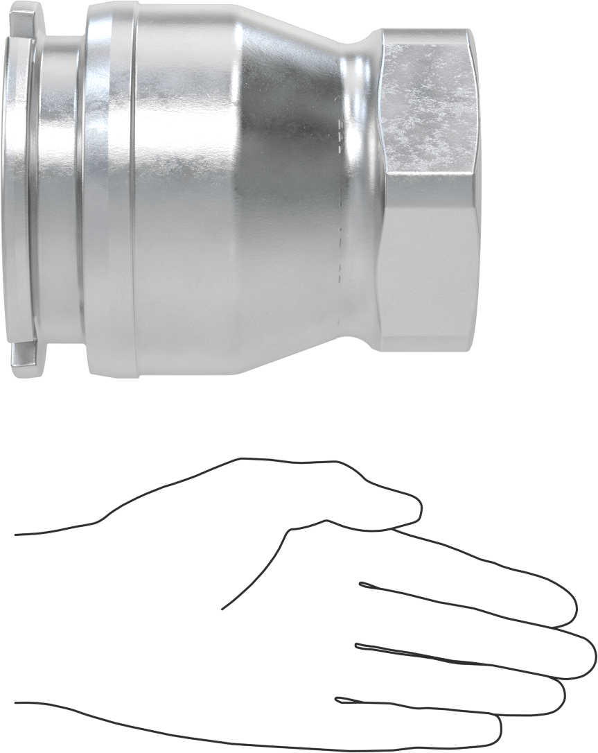 Minimum Sızıntılı İt-Döndür Hortum Bağlantısı, Kimyasallar için, Alüminyum, 4-11/16" Plug Dış Çapı, 3 NPT Dişi