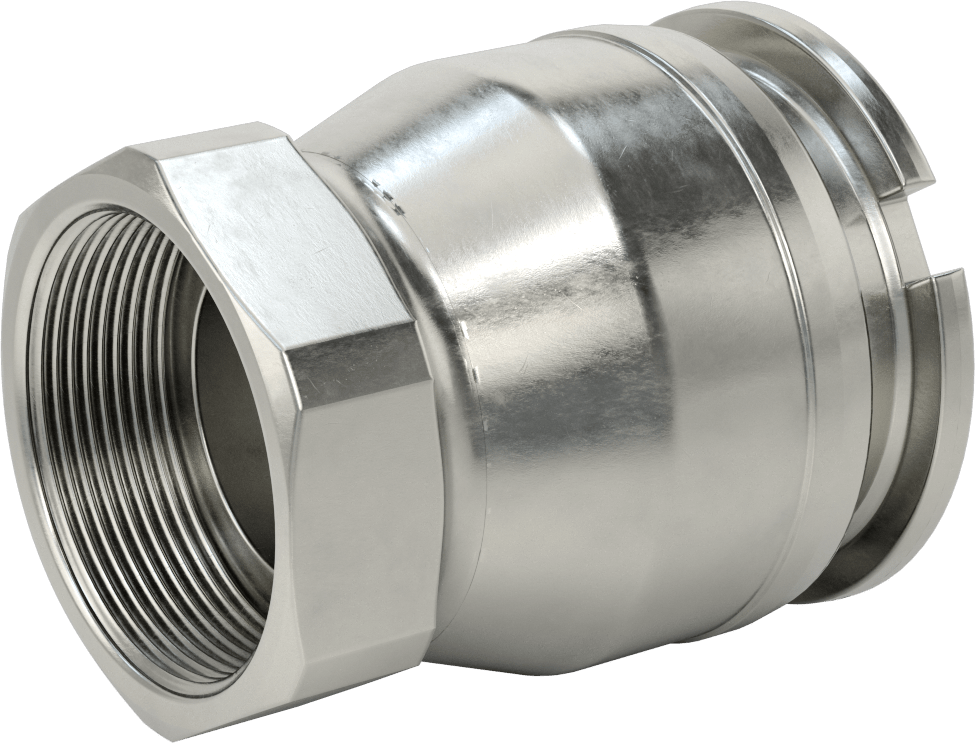 Minimum Sızıntılı İt-Döndür Hortum Bağlantısı, Kimyasallar için, 316 Paslanmaz Çelik, 4-11/16" Plug Dış Çapı, 3 NPT Dişi