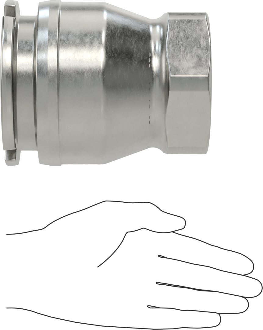 Minimum Sızıntılı İt-Döndür Hortum Bağlantısı, Kimyasallar için, 316 Paslanmaz Çelik, 4-11/16" Plug Dış Çapı, 3 NPT Dişi