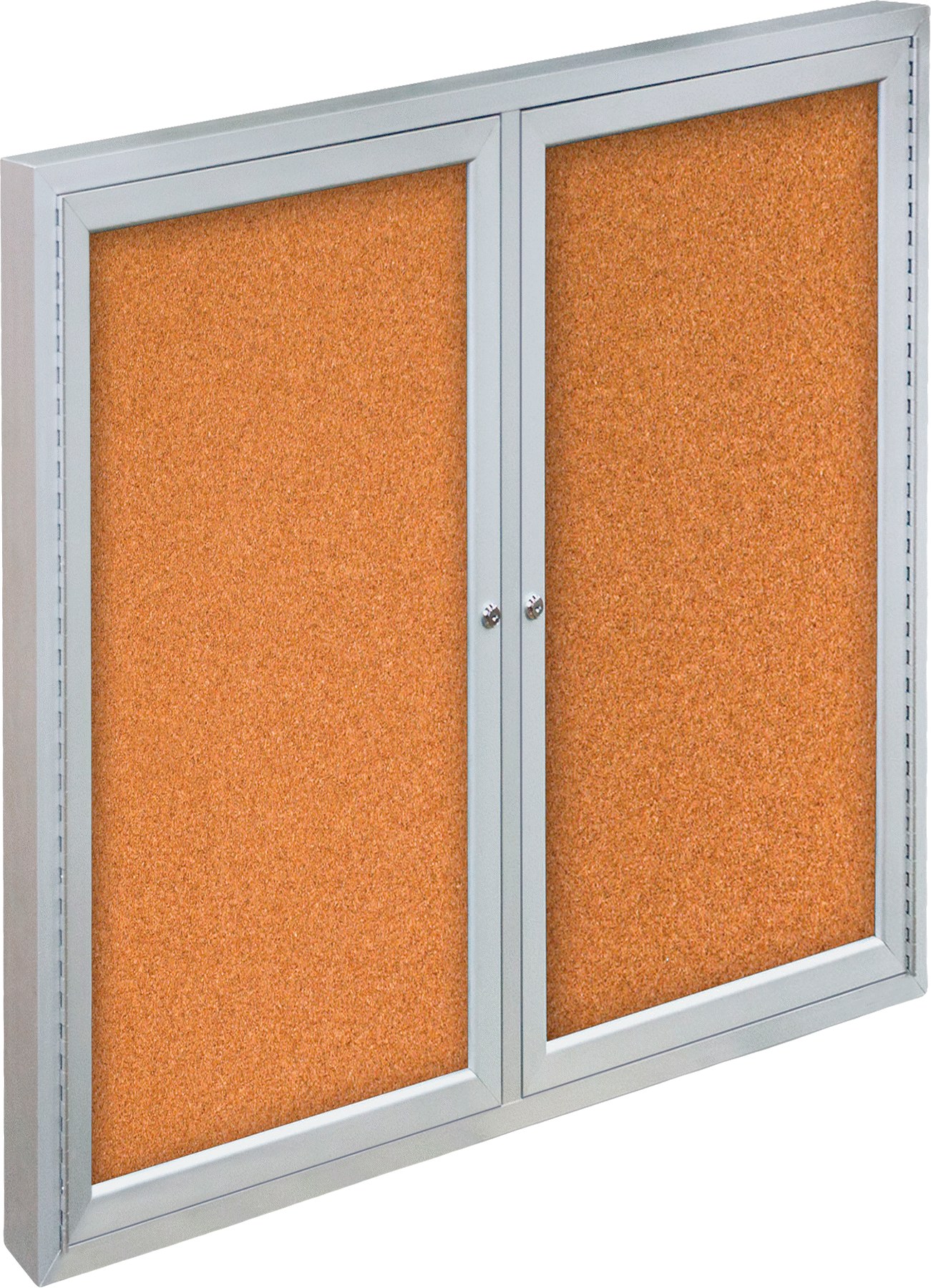 Kapalı İlan Panosu, Sadece İç Mekan, Alüminyum Çerçeve, 2 Pencere, 48" Genişlik, 36" Yükseklik
