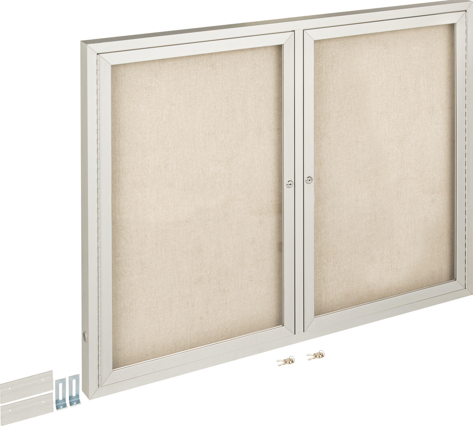 Kapalı İlan Panosu, Dış Mekan, Alüminyum Çerçeve, 2 Pencere, 48" Genişlik, 36" Yükseklik