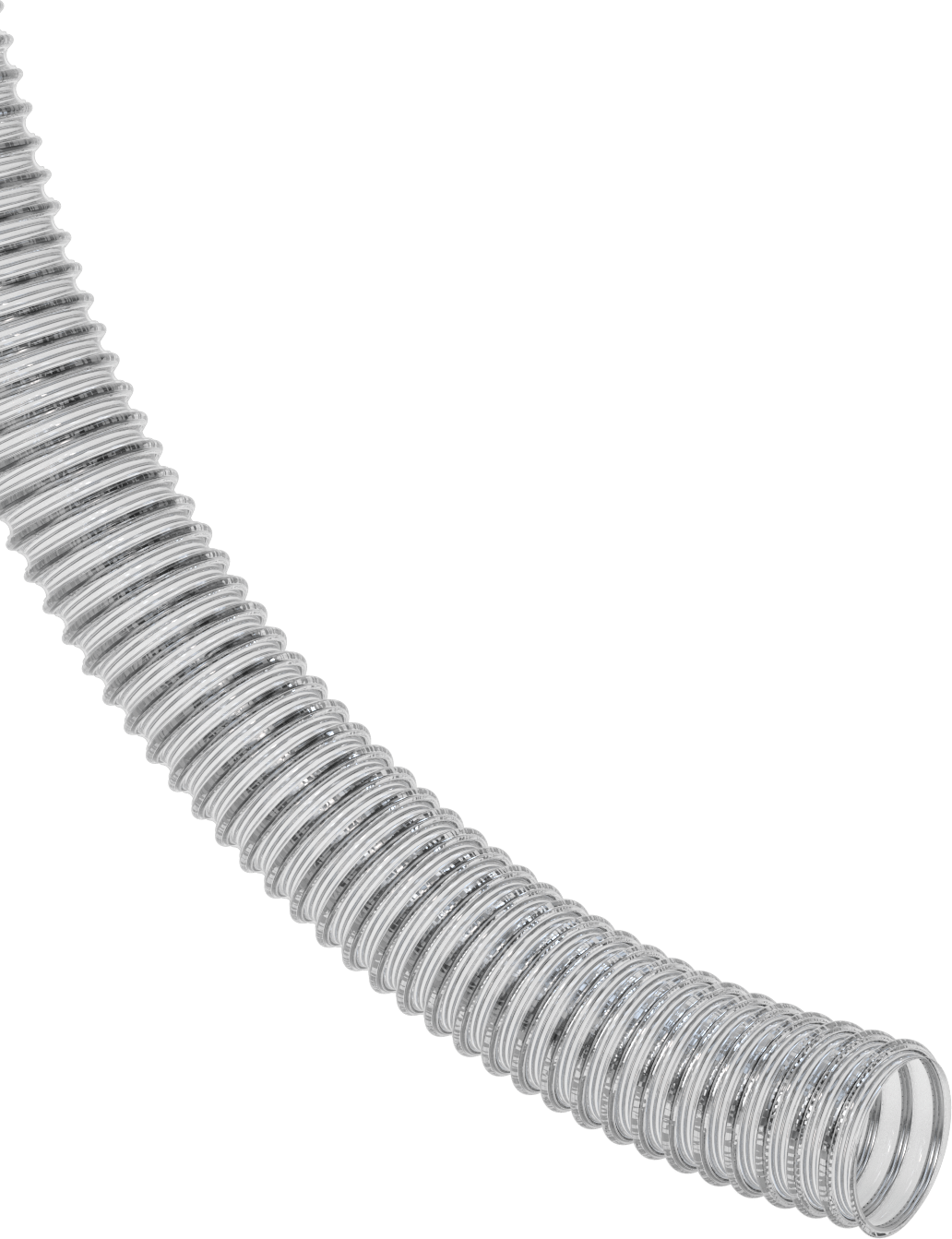 Şeffaf Blo-R-Vac Kanal Hortumu, Ağaç Yongaları ve Plastik Peletler için, 2-1/2" ID, 50 Fit Uzunluk