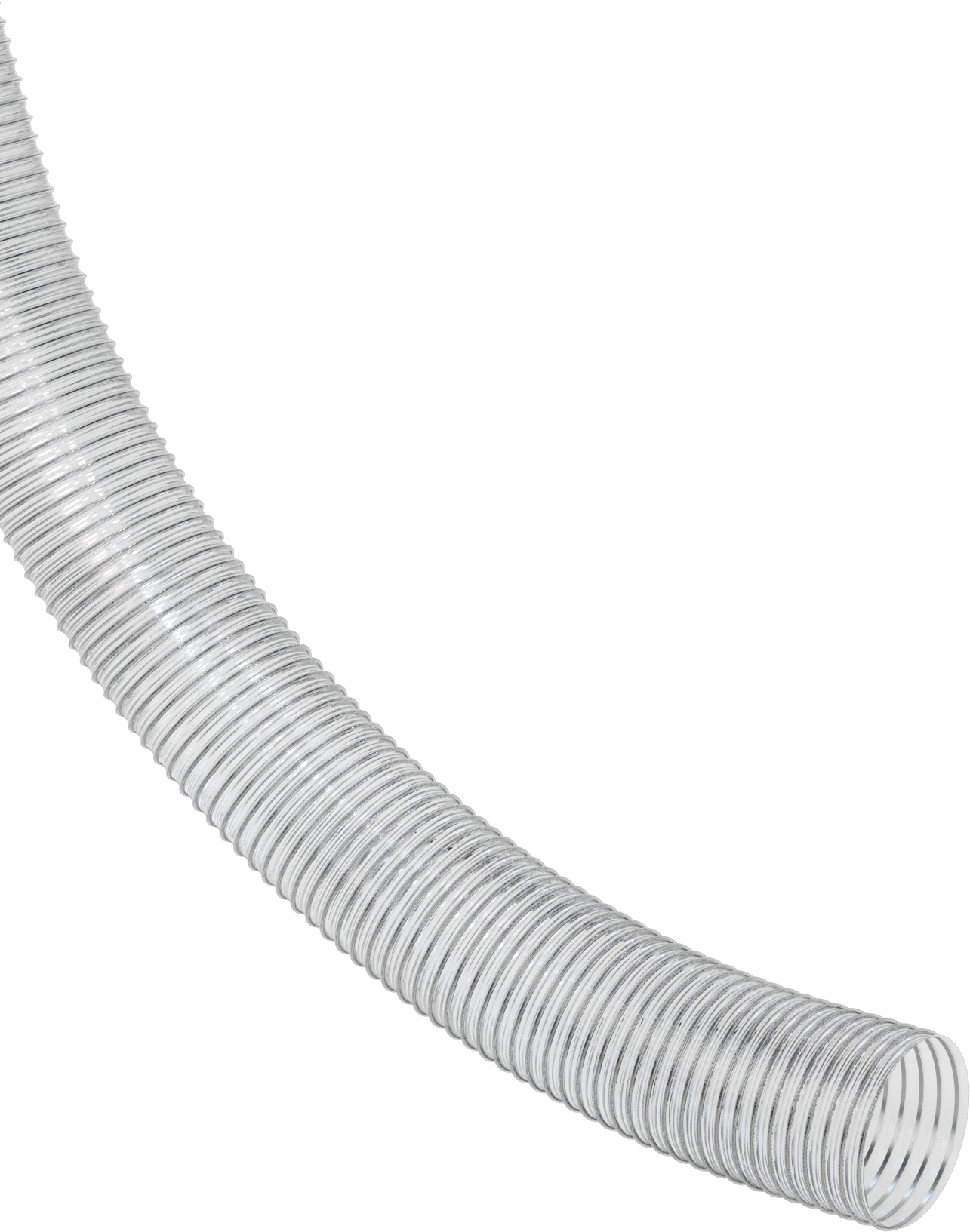 Şeffaf Blo-R-Vac Kanal Hortumu, Ağaç Yongaları ve Plastik Peletler için, 10" ID, 25 Fit Uzunluk