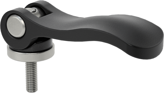 Dişli Saplı Sıkıştırma Kolu, Siyah Toz Boyalı Alüminyum, M3 x 0,5 mm Boyut, 10 mm Uzunlukta Diş