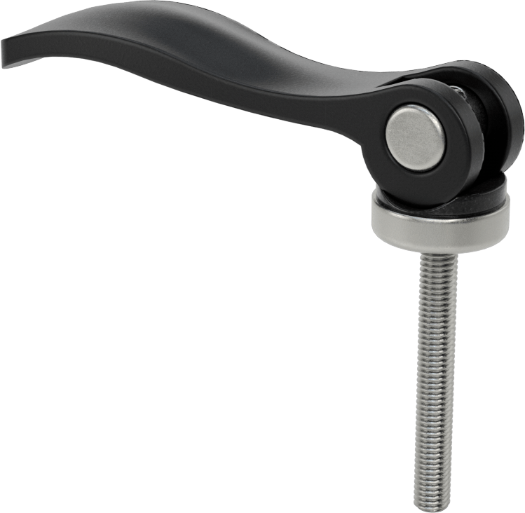 Dişli Saplı Sıkıştırma Kolu, Siyah Toz Boyalı Alüminyum, M5 x 0,8 mm Boyut, 40 mm Uzunluklu Diş