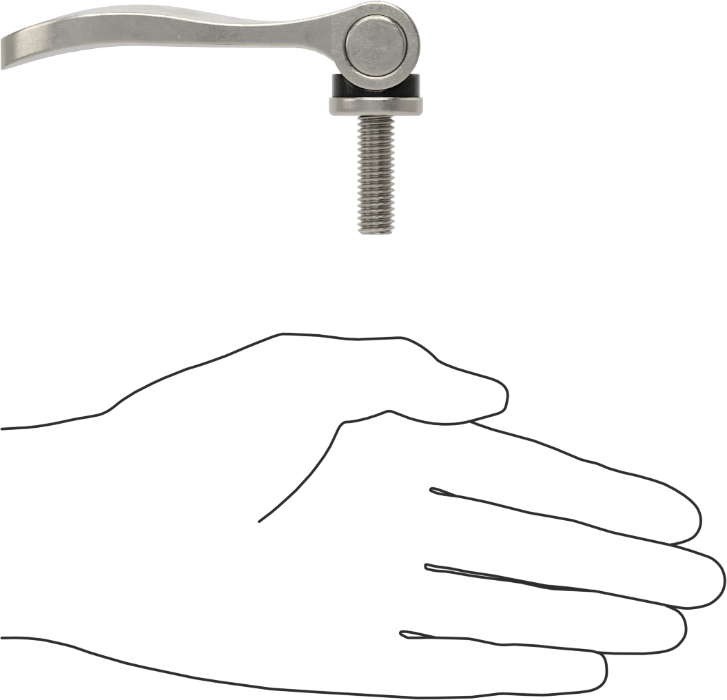 Dişli Saplı Sıkıştırma Kolu, 316 Paslanmaz Çelik, 3/8"-16 Diş Boyutu, 1-3/16" Uzun Diş