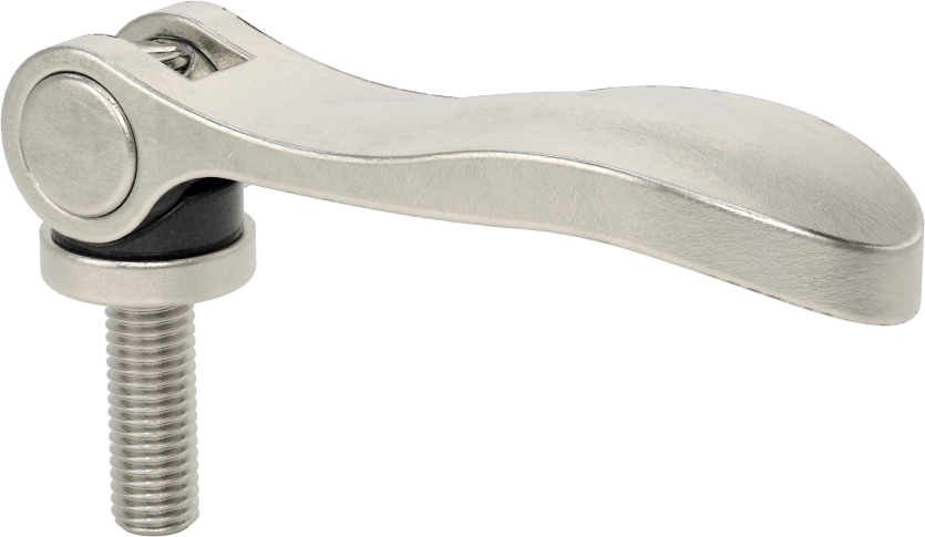 Dişli Saplı Sıkıştırma Kolu, 316 Paslanmaz Çelik, M10 x 1,5 mm Diş Boyutu, 30 mm Uzunlukta Diş