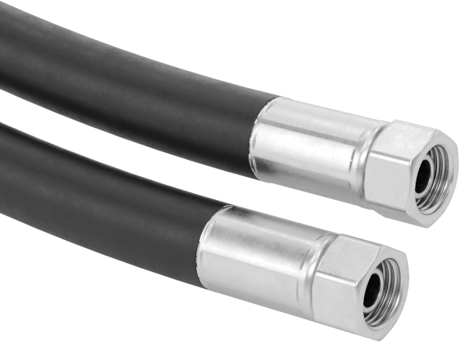 EPDM Kauçuk Hava Hortumu, Pirinç 1/8 x 1/8 NPSM Dişi Bağlantı Parçaları ile, 200 PSI
