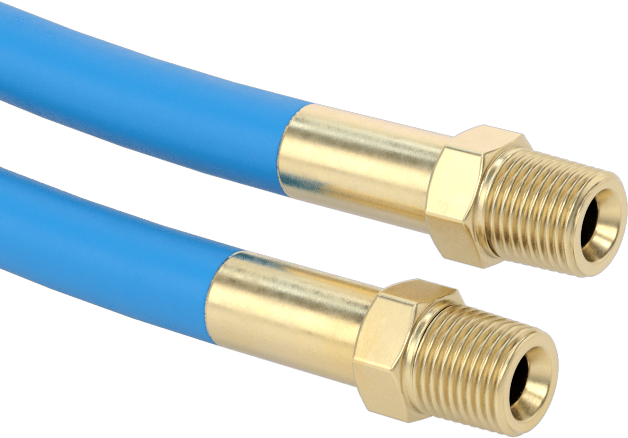 Aşınmaya Dayanıklı Kaplamalı Yüksek Basınçlı Örgülü Hortum, Pirinç 1/8 NPT Erkek Bağlantı Parçaları ile, 3/16" ID, 5/16" OD