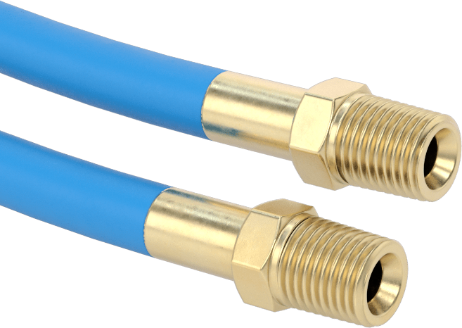 Aşınmaya Dayanıklı Kaplamalı Yüksek Basınçlı Örgülü Hortum, Pirinç 1/4 NPT Erkek Bağlantı Parçaları ile, 1/4" ID, 3/8" OD