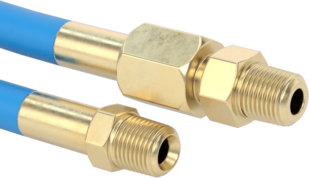 Aşınmaya Dayanıklı Kaplamalı Yüksek Basınçlı Örgülü Hortum, Pirinç 1/8 NPT Erkek x 1/8 NPT Erkek Döner, 5/16" OD