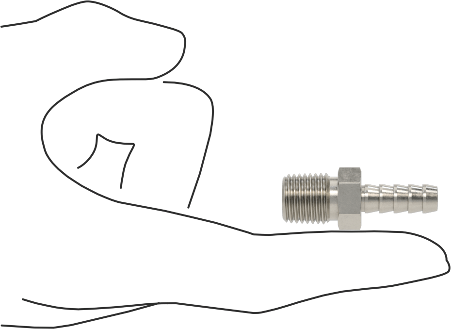 Temizlenmiş ve Torbalı 316 Paslanmaz Çelik Dikenli Hortum Bağlantısı, Kimyasallar için, Adaptör, 1/4" Hortum İç Çapı için, 1/4 NPT Erkek