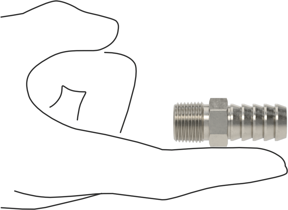 Temizlenmiş ve Torbalı 316 Paslanmaz Çelik Dikenli Hortum Bağlantısı, Kimyasallar için, Adaptör, 1/2" Hortum İç Çapı için, 3/8 NPT Erkek