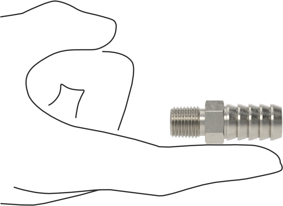 Temizlenmiş ve Torbalı 316 Paslanmaz Çelik Dikenli Hortum Bağlantısı, Kimyasallar için, Adaptör, 1/2" Hortum İç Çapı için, 1/4 NPT Erkek