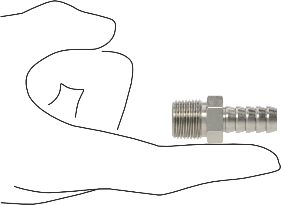 Temizlenmiş ve Torbalı 316 Paslanmaz Çelik Dikenli Hortum Bağlantısı, Kimyasallar için, Adaptör, 3/8" Hortum İç Çapı için, 3/8 NPT Erkek
