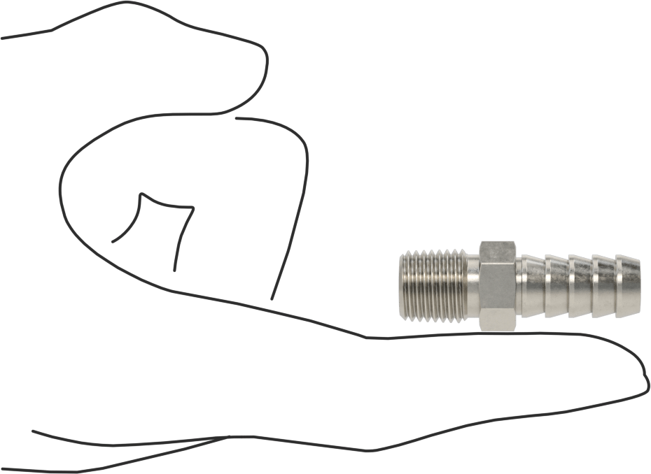 Temizlenmiş ve Torbalı 316 Paslanmaz Çelik Dikenli Hortum Bağlantısı, Kimyasallar için, Adaptör, 3/8" Hortum İç Çapı için, 1/4 NPT Erkek