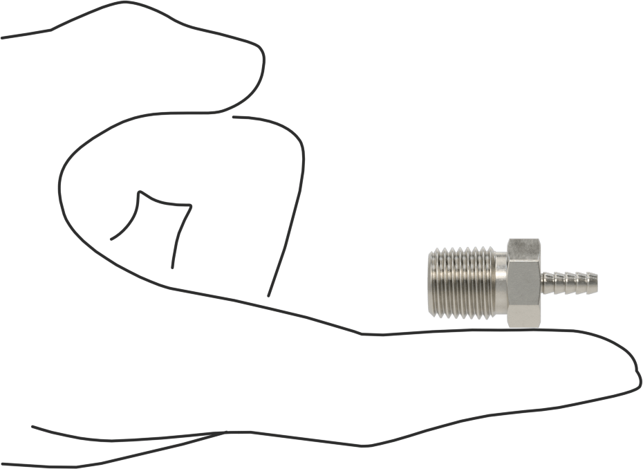Temizlenmiş ve Torbalı 316 Paslanmaz Çelik Dikenli Hortum Bağlantısı, Kimyasallar için, Adaptör, 1/8" Hortum İç Çapı için, 1/4 NPT Erkek