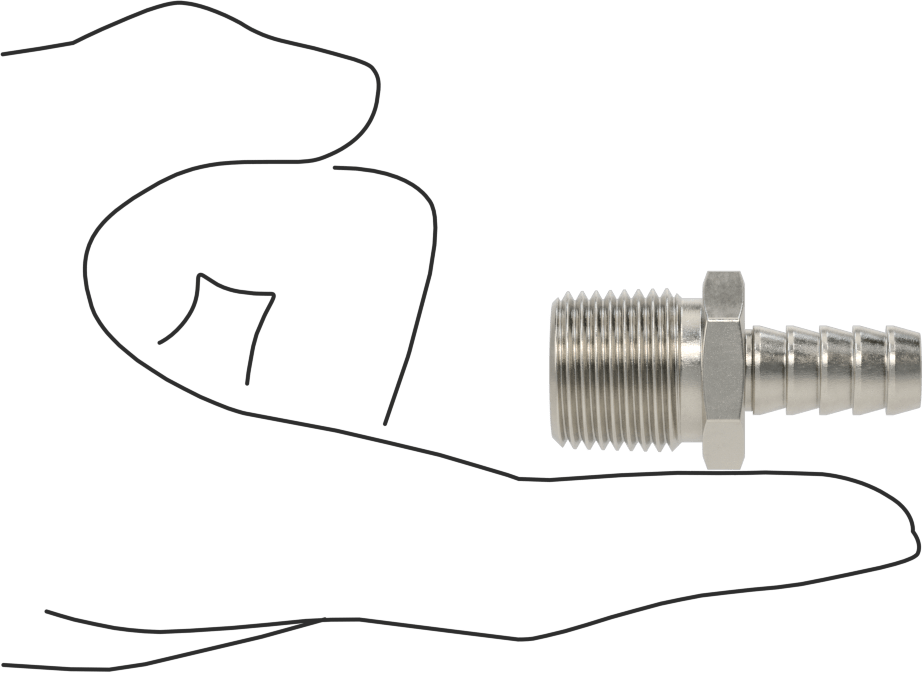 Temizlenmiş ve Torbalı 316 Paslanmaz Çelik Dikenli Hortum Bağlantısı, Kimyasallar için, Adaptör, 3/8" Hortum İç Çapı için, 1/2 NPT Erkek