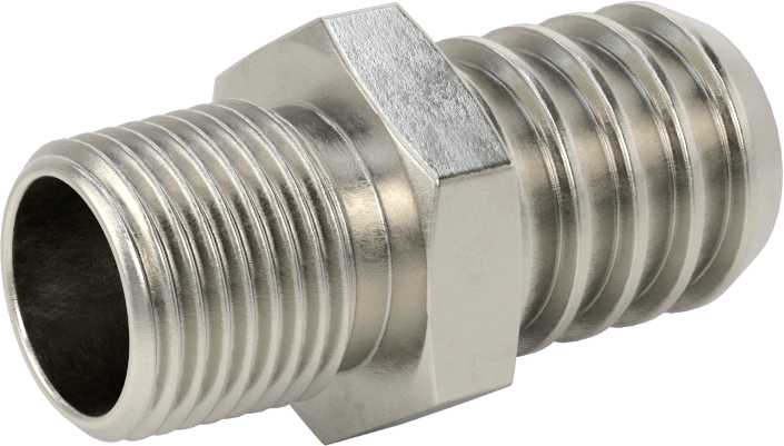Temizlenmiş ve Torbalı 316 Paslanmaz Çelik Dikenli Hortum Bağlantısı, Kimyasallar için, Adaptör, 3/4" Hortum İç Çapı için, 1/2 NPT Erkek