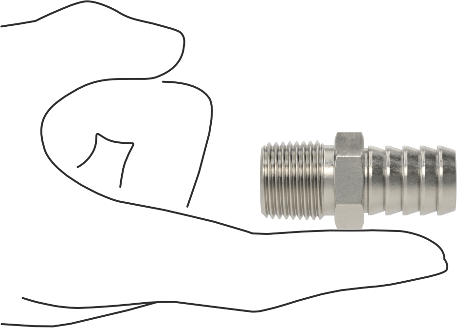 Temizlenmiş ve Torbalı 316 Paslanmaz Çelik Dikenli Hortum Bağlantısı, Kimyasallar için, Adaptör, 5/8" Hortum İç Çapı için, 1/2 NPT Erkek