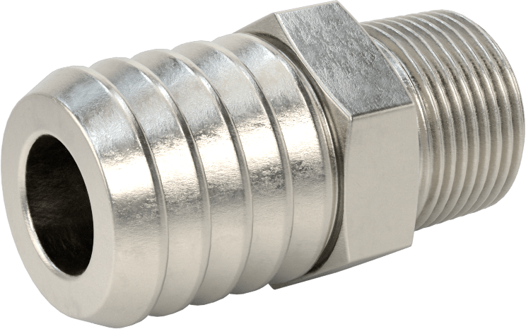 Temizlenmiş ve Torbalı 316 Paslanmaz Çelik Dikenli Hortum Bağlantısı, Kimyasallar için, Adaptör, 1 inç Hortum İç Çapı x 3/4 NPT Erkek için