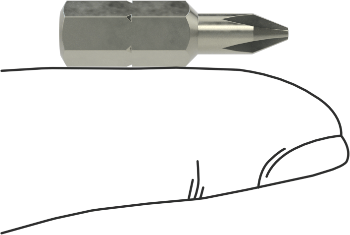 Dar Boşluklu #1 Phillips Ucu, 3/8" Mil Uzunluğu