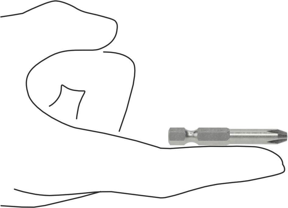 Phillips Ucu, Elektrikli Aletler için 1/4" Altıgen Şaft, 3 Boyutu, 2" Toplam Uzunluk