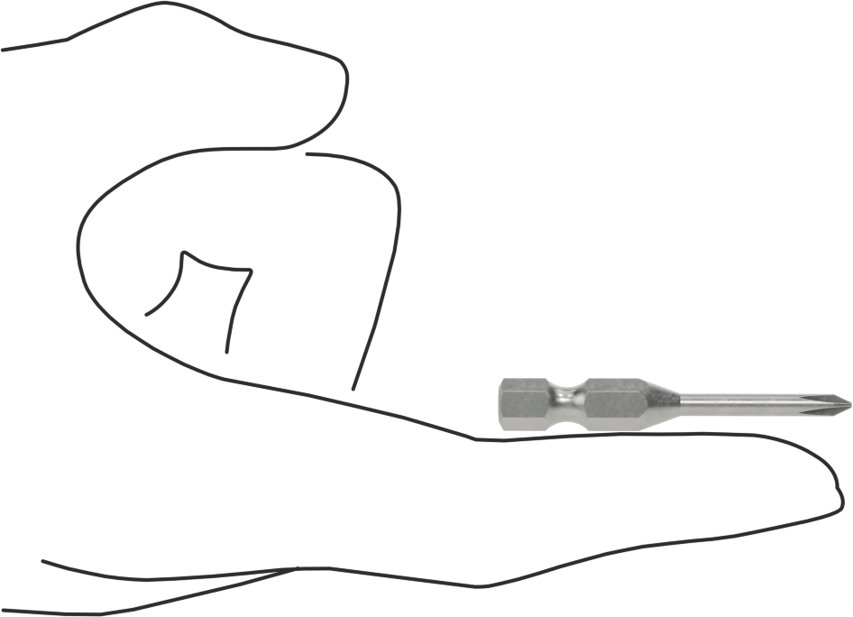 Phillips Ucu, Elektrikli Aletler için 1/4" Altıgen Şaft, 0 Numaralı Boyut, 2" Toplam Uzunluk