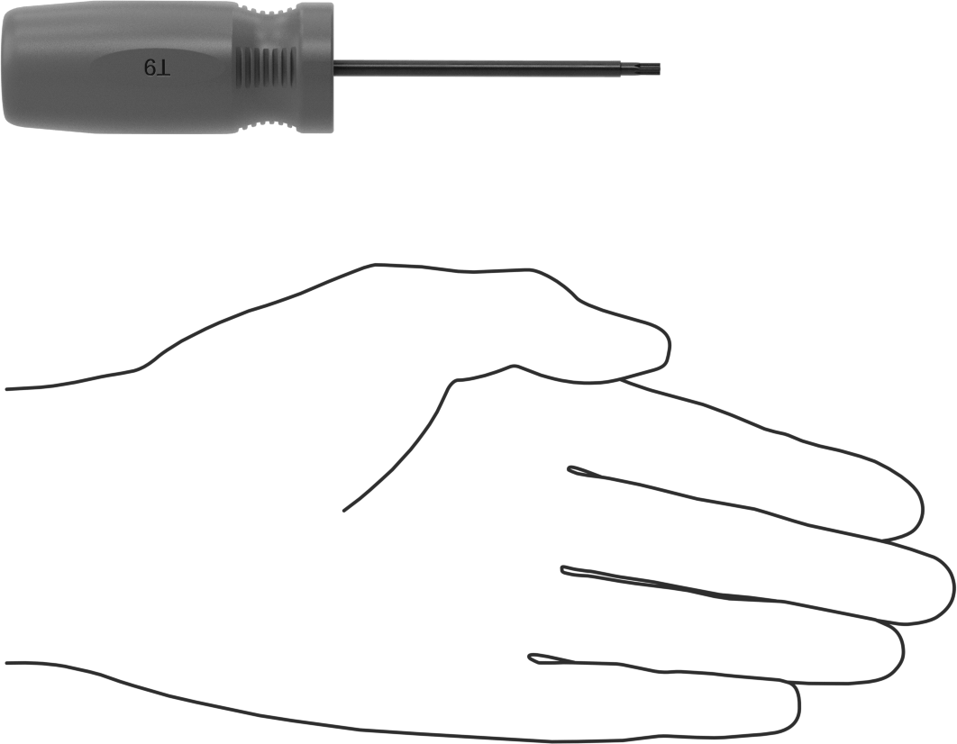 Düz Tutamaklı Torx Tornavida, T9 Tahrik, 5" Toplam Uzunluk