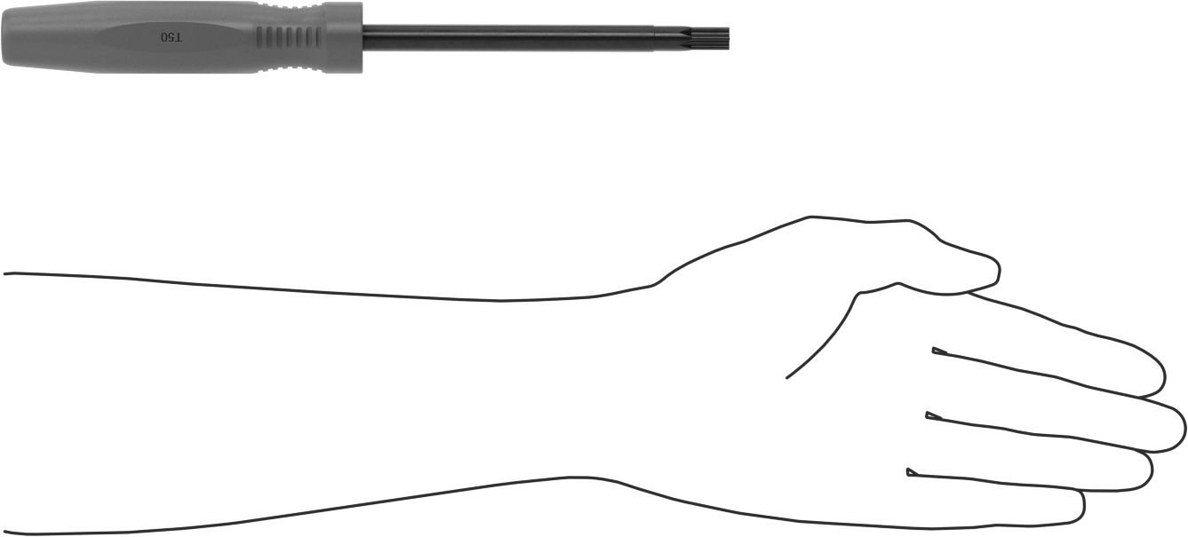 Düz Tutamaklı Torx Tornavida, T50 Tahrik, 10-1/8" Toplam Uzunluk