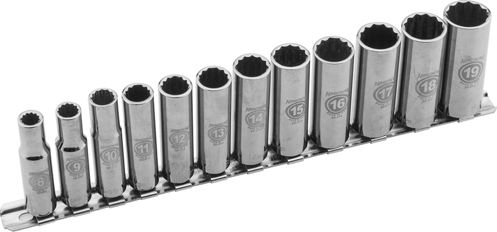 12 Uçlu Soket Seti, 3/8" Kare Tahrik, 12 Parça, Derin