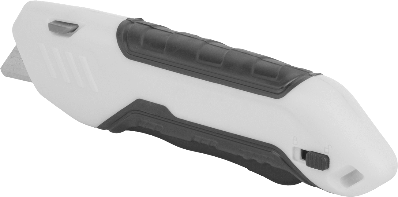 Otomatik Geri Çekilebilir Bıçaklı Maket Bıçağı, 2-1/8" Uzunlukta Bıçak, 6-1/4" Kapalı Uzunluk, Sarı Plastik Tutamak