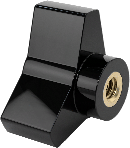 Plastik Üç Kollu Düğme, Siyah, 1/4"-20 Dişli Delik, 1-1/2" Çaplı Başlık