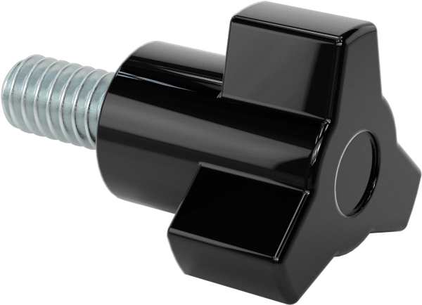 Plastik Üç Kollu Düğme, 1/4“-20 Diş x 1/2” Uzunlukta Çelik Saplama, 7/8" Çaplı Başlık