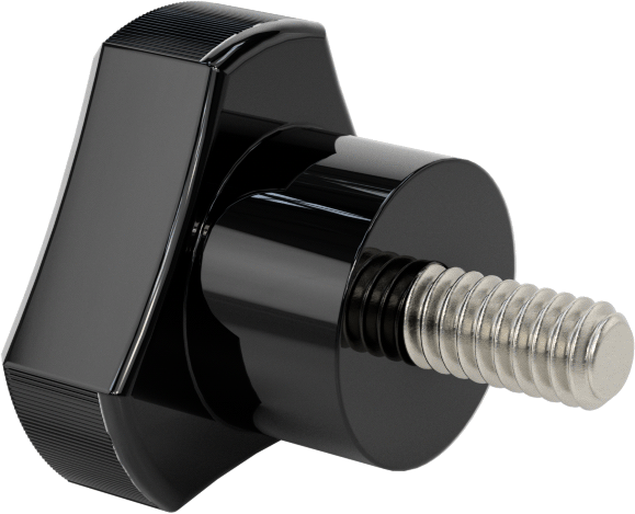 Plastik Üç Kollu Düğme, 1/4“-20 Diş x 1/2” Uzunlukta Paslanmaz Çelik Saplama, 1-1/4" Baş Çapı