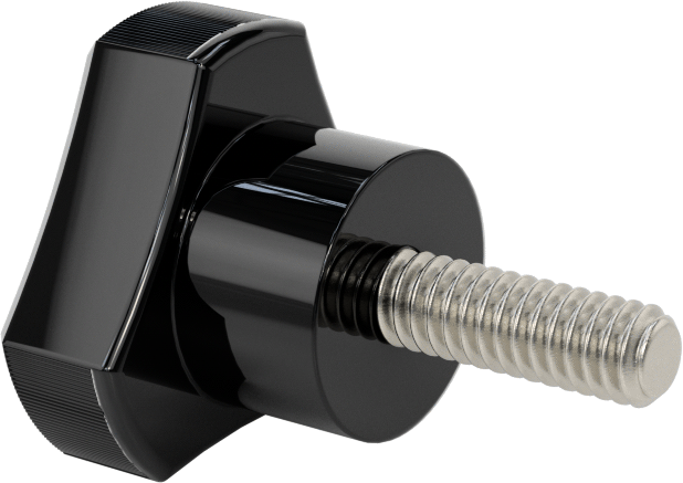 Plastik Üç Kollu Düğme, 1/4“-20 Diş x 3/4” Uzunlukta Paslanmaz Çelik Saplama, 1-1/4" Baş Çapı