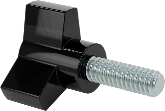 Plastik Üç Kollu Düğme, 1/4“-20 Diş x 3/4” Uzunlukta Çelik Saplama, 1-1/8" Baş Çapı