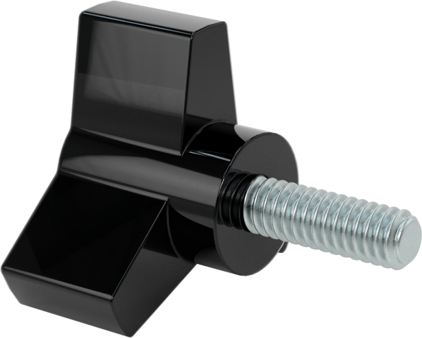 Plastik Üç Kollu Düğme, 1/4“-20 Diş x 3/4” Uzunlukta Çelik Saplama, 1-1/2" Başlık Çapı