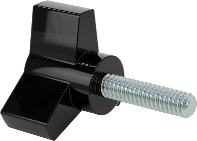 Plastik Üç Kollu Düğme, 1/4“-20 Diş x 1” Uzunlukta Çelik Saplama, 1-1/2" Çaplı Başlık