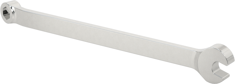 Parlatılmış Krom Kaplama Kombinasyon Anahtarı, 6 Noktalı Açıklıklı, Stubby, 1/8" Boyut, 2-11/16" Toplam Uzunluk