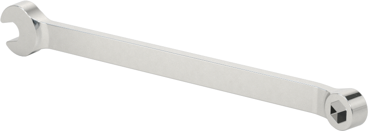 Parlatılmış Krom Kaplama Kombinasyon Anahtarı, 6 Noktalı Açıklıklı, Stubby, 1/8" Boyut, 2-11/16" Toplam Uzunluk