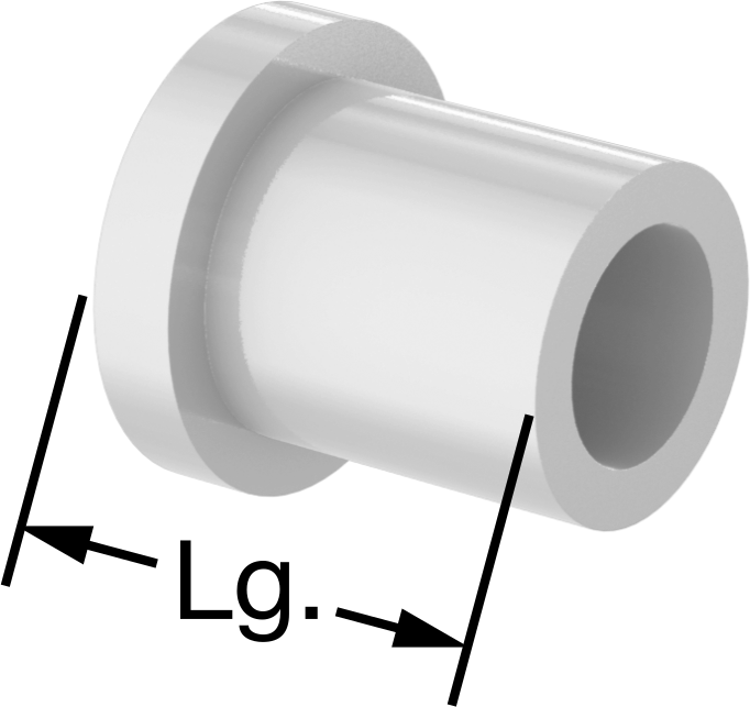Gıda ve İçecek Sektörü için Kuru Çalışan Kovanlı Rulman, UHMW, 1/2“ Dış Çap x 3/32” Kalınlık Flanş, 1/4" Mil için, 1/2" Uzunluk