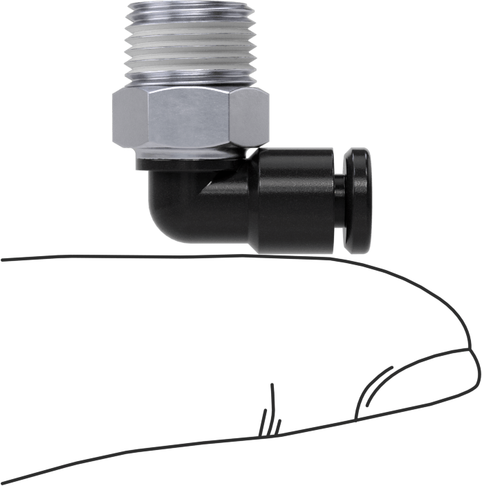 Hava için Bas-Bağlan Boru Bağlantı Parçası, 90 Derece Döner Dirsek, 1/8" Boru Dış Çapı x 1/8 NPT Erkek için