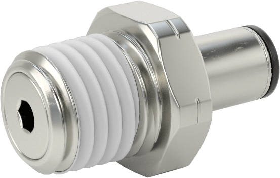 Hava için Bas-Bağlan Boru Bağlantı Parçası, Düz Adaptör, 1/8" Dış Çaplı Boru x 1/16 NPT Erkek