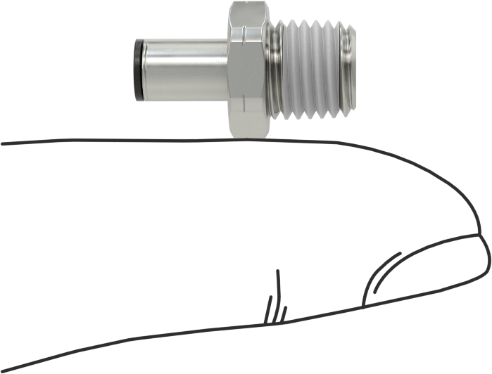 Hava için Bas-Bağlan Boru Bağlantı Parçası, Düz Adaptör, 1/8" Dış Çaplı Boru x 1/16 NPT Erkek