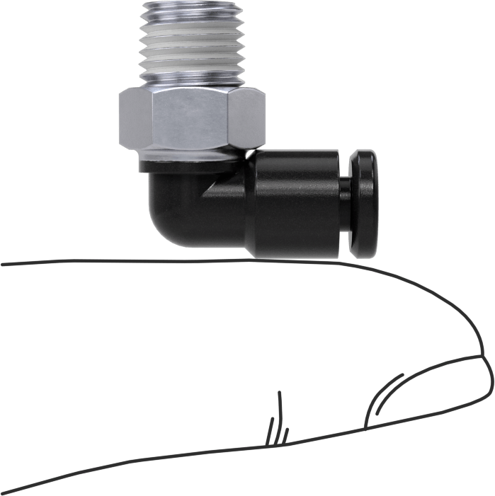 Hava için Bas-Bağlan Boru Bağlantı Parçası, 90 Derece Döner Dirsek, 1/8" Dış Çaplı Boru x 1/16 NPT Erkek